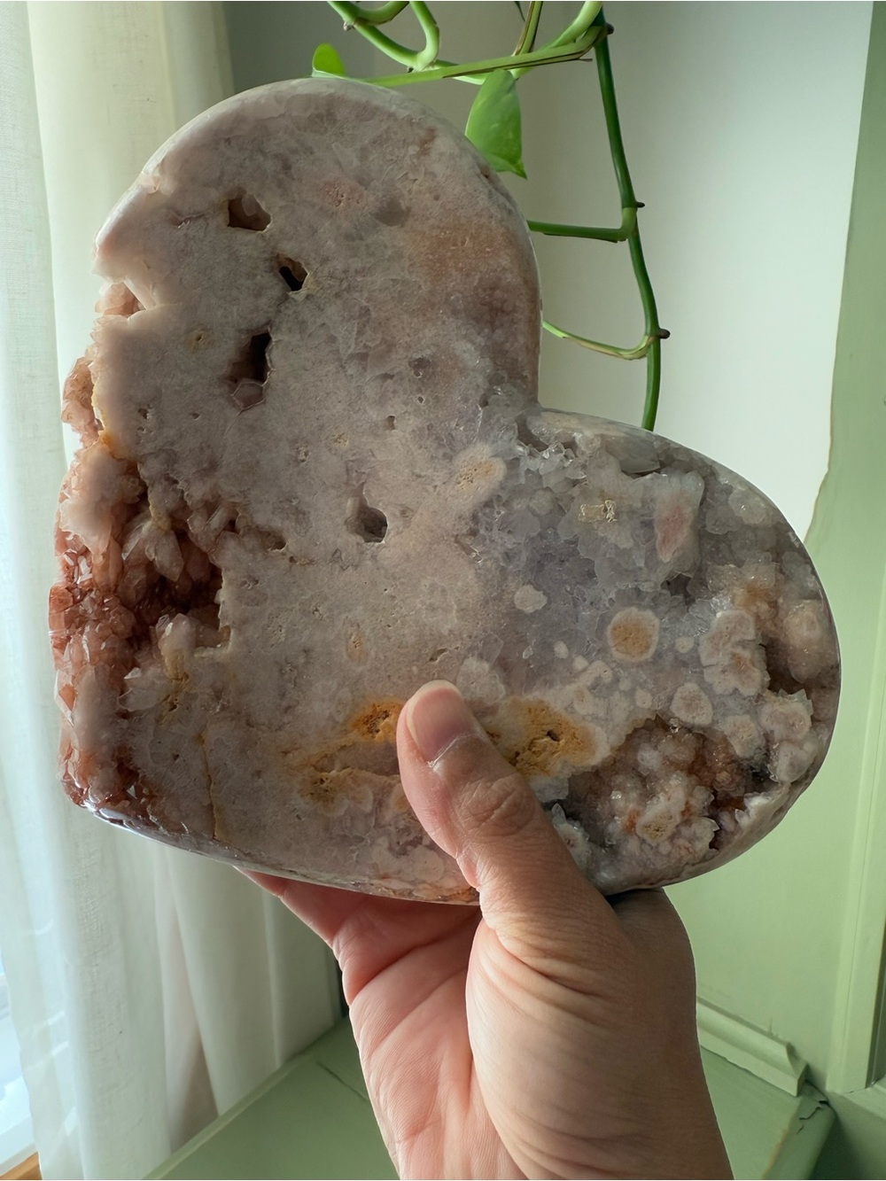 Pink Amethyst Heart Shaped Crystal Geode Decorative Sculpture - Picture 6 of 9